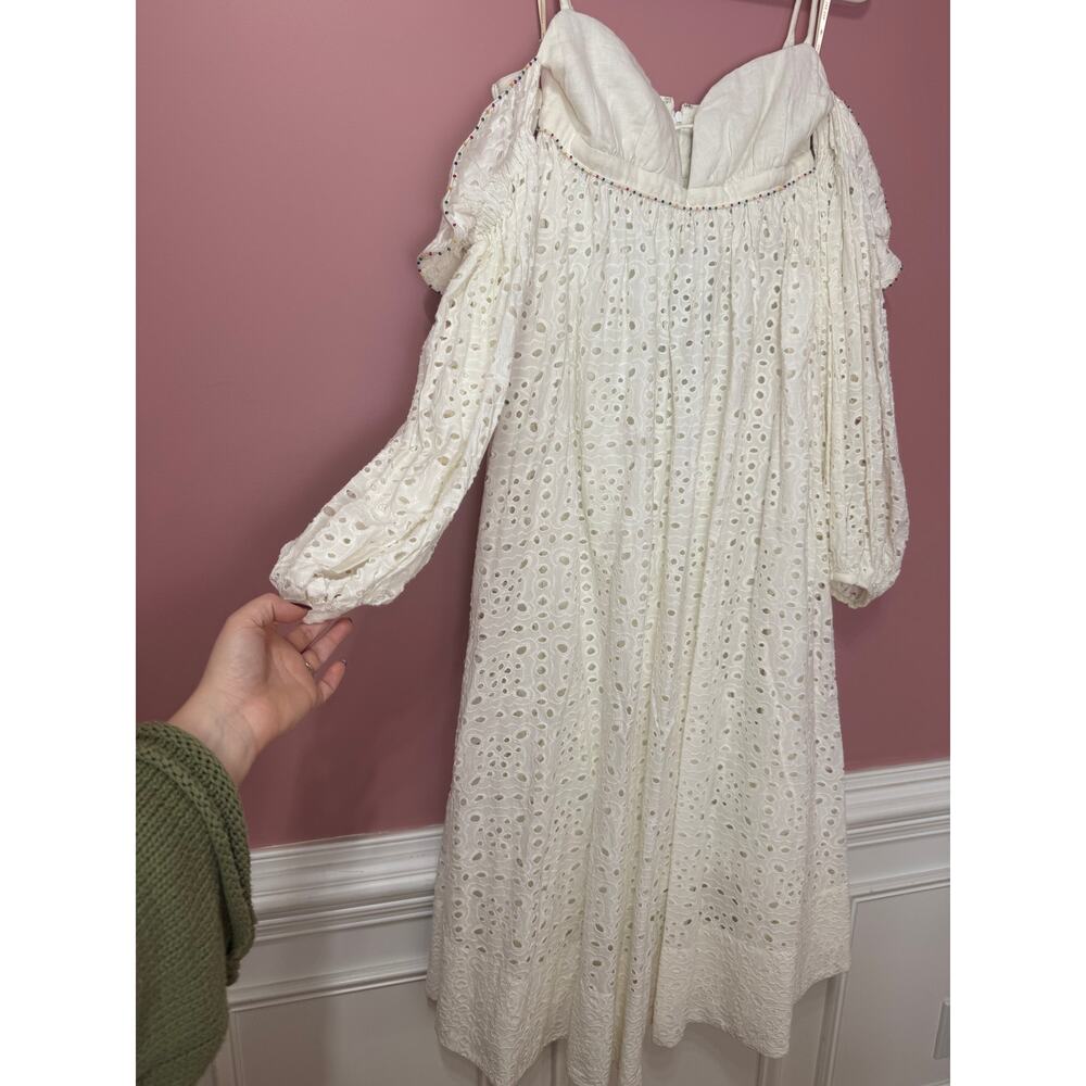 Farm Rio Off-White 3D Flower Maxi Dress Size Small - Picture 4 of 9